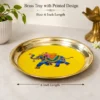 Brass Printed Decorative Tray – 6 Inch Round Serving & Pooja Plate with Traditional Elephant Design