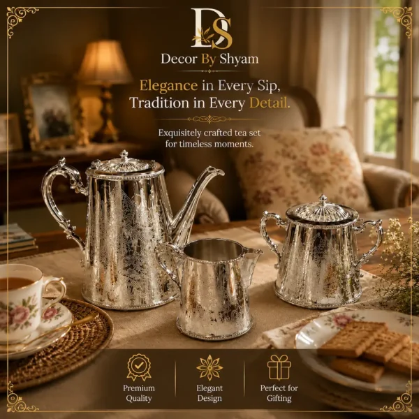 Luxury Handcrafted Brass Tea & Coffee Serving Set 2 Luxury Handcrafted Brass Tea & Coffee Serving Set with Engraved Serving Tray – Premium Decorative Tea Pot Set
