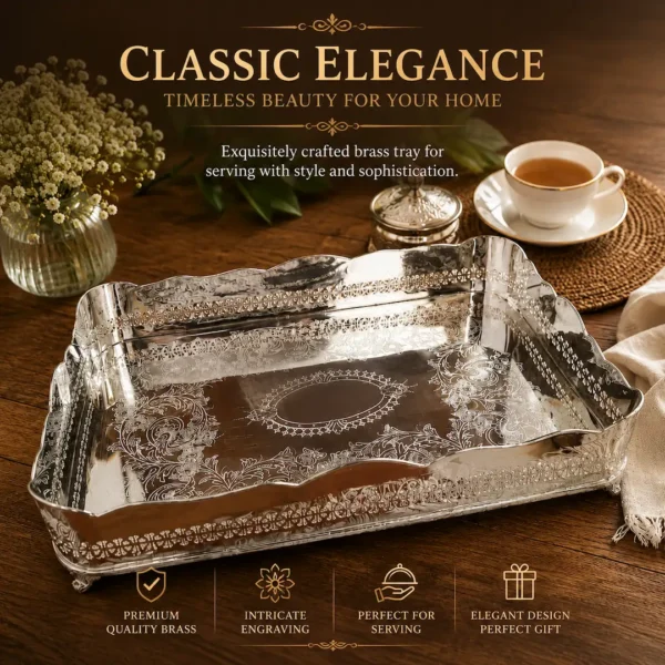 Luxury Handcrafted Brass Tea & Coffee Serving Set 3 Luxury Handcrafted Brass Tea & Coffee Serving Set with Engraved Serving Tray – Premium Decorative Tea Pot Set