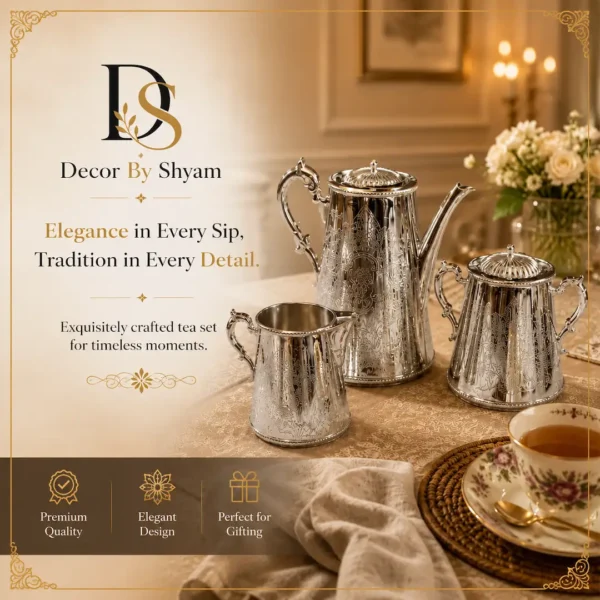 Luxury Handcrafted Brass Tea & Coffee Serving Set Luxury Handcrafted Brass Tea & Coffee Serving Set with Engraved Serving Tray – Premium Decorative Tea Pot Set