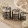 Premium Handcrafted Embossed Brass Storage Jar Set 4 Premium Handcrafted Embossed Brass Storage Jar Set of 3 with Floral Engraving Design