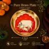 Pure Brass Decorative Pooja Plate/Thali with Cow & Calf Design – 6 Inch Diameter