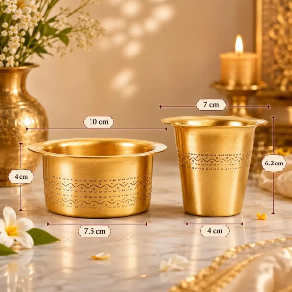 Traditional Handcrafted Pure Brass Dabra Coffee Set – 120 ml Capacity | 150 Gram Weight