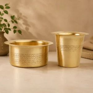 Traditional Handcrafted Pure Brass Dabra Coffee Set – 120 ml Capacity | 150 Gram Weight