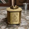 WhatsApp Image 2026-06-14 at 4.20.08 AM (1) Pure Brass Decorative Storage Jar with Bird Design Lid, Engraved Antique Finish Container Box, 5.5 Inch Height, 750 Gram
