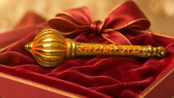 WhatsApp Image 2026-06-14 at 4.36.28 AM Jai Shri Ram Pure Brass Gada (Hanuman Mace) – 4 Inch Premium Brass Religious Gift & Pooja Decor with Gift Box