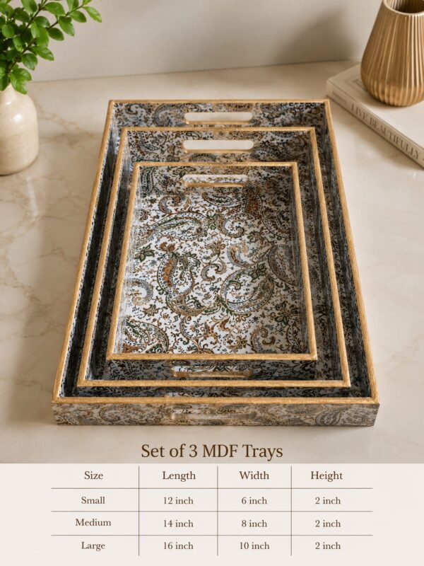 WhatsApp Image 2026-06-24 at 2.06.29 PM Premium Set of 3 Decorative MDF Serving Trays with Paisley Print & Gold Finish Handles – Nesting Display, Serving & Home Décor Trays