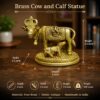 WhatsApp Image 2026-06-24 at 3.14.39 PM (1) Handcrafted Pure Brass Cow and Calf Statue Showpiece for Home Décor, Pooja Room, Office & Gift Purpose | Antique Finish Brass Gau Mata Idol | Size 4 x 2.5 x 3.5 Inches | Weight 500 Grams | Made in India