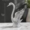 Luxury Pair of Aluminium Swan Figurines for Home Decor – Elegant Silver Finish Decorative Swan Sculpture Set for Living Room, Center Table, Console Table & Office Decoration